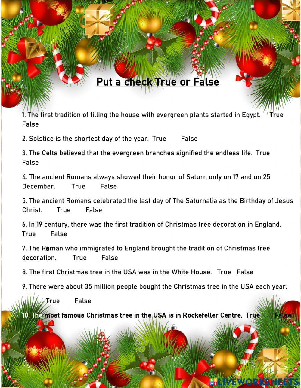 History Of Christmas Tree Worksheet Online Exercise For | Live intended for History of the Christmas Tree Worksheets
