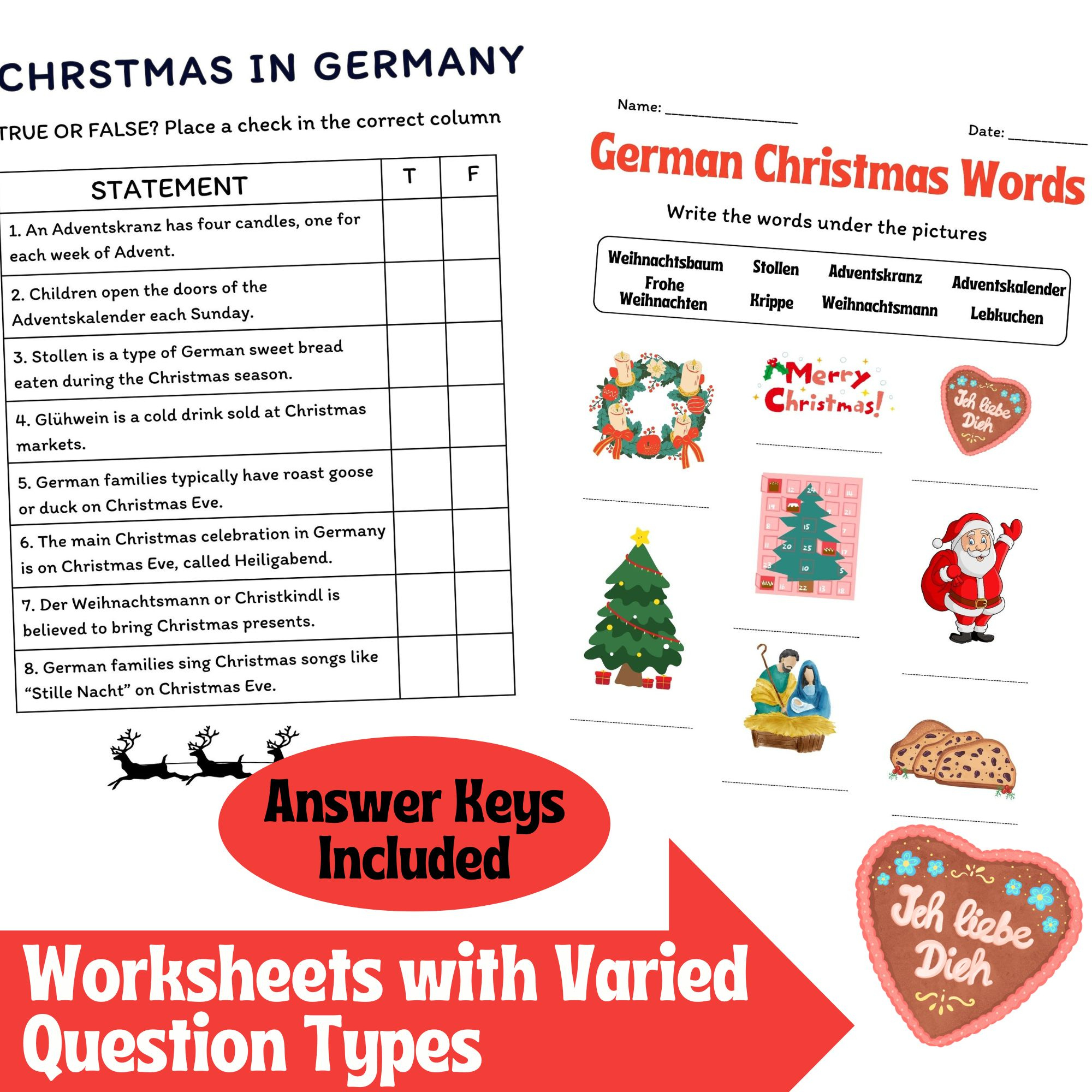 Holidays In Germany - Christmas - Reading Comprehension regarding German Christmas Vocabulary Worksheets