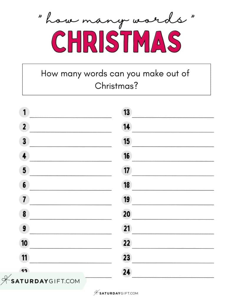 How Many Words Can You Make From Christmas - Worksheet for How Many Words Can You Make Out of Christmas Worksheets