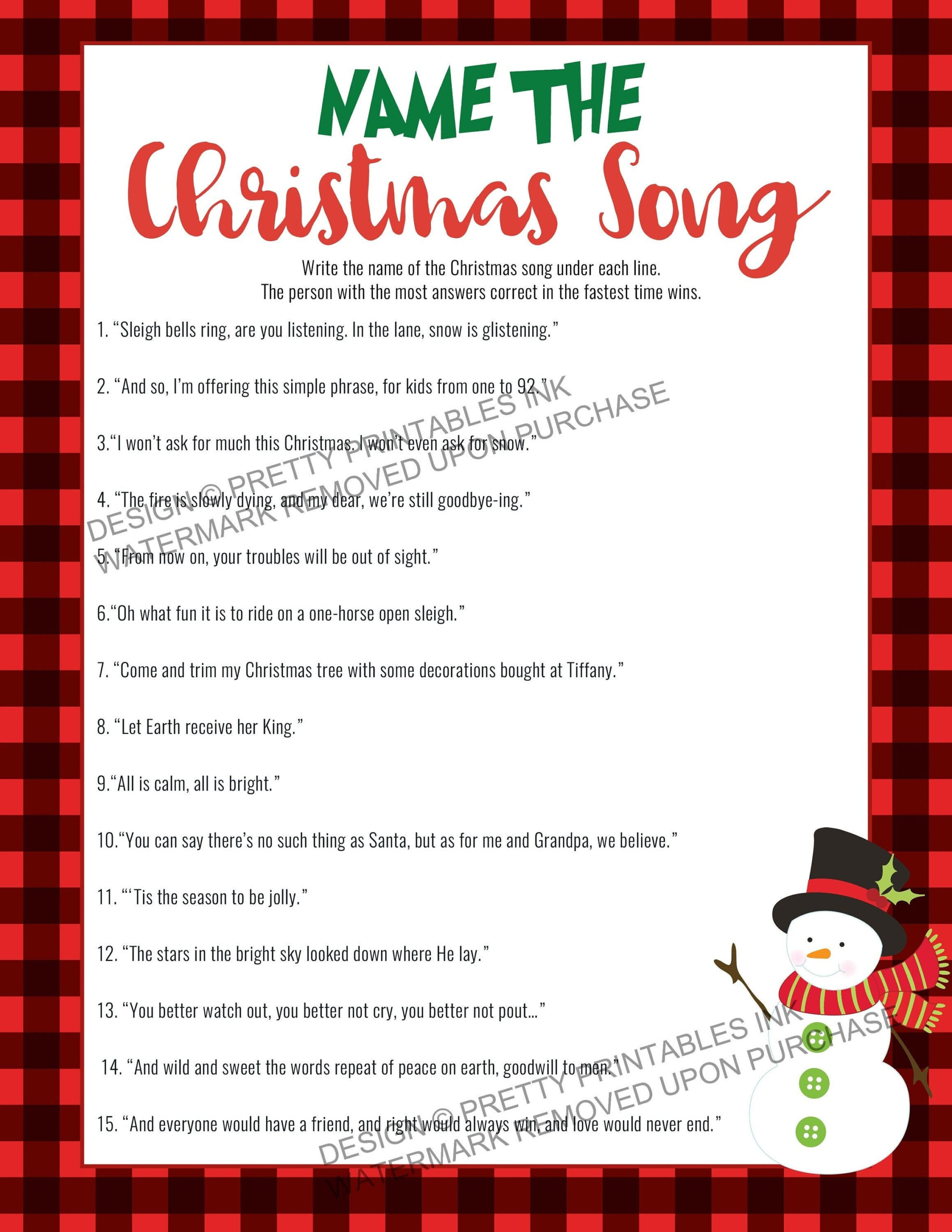 Instant Download Christmas Game, Name The Christmas Song Game inside Can You Name The Christmas Song Worksheets