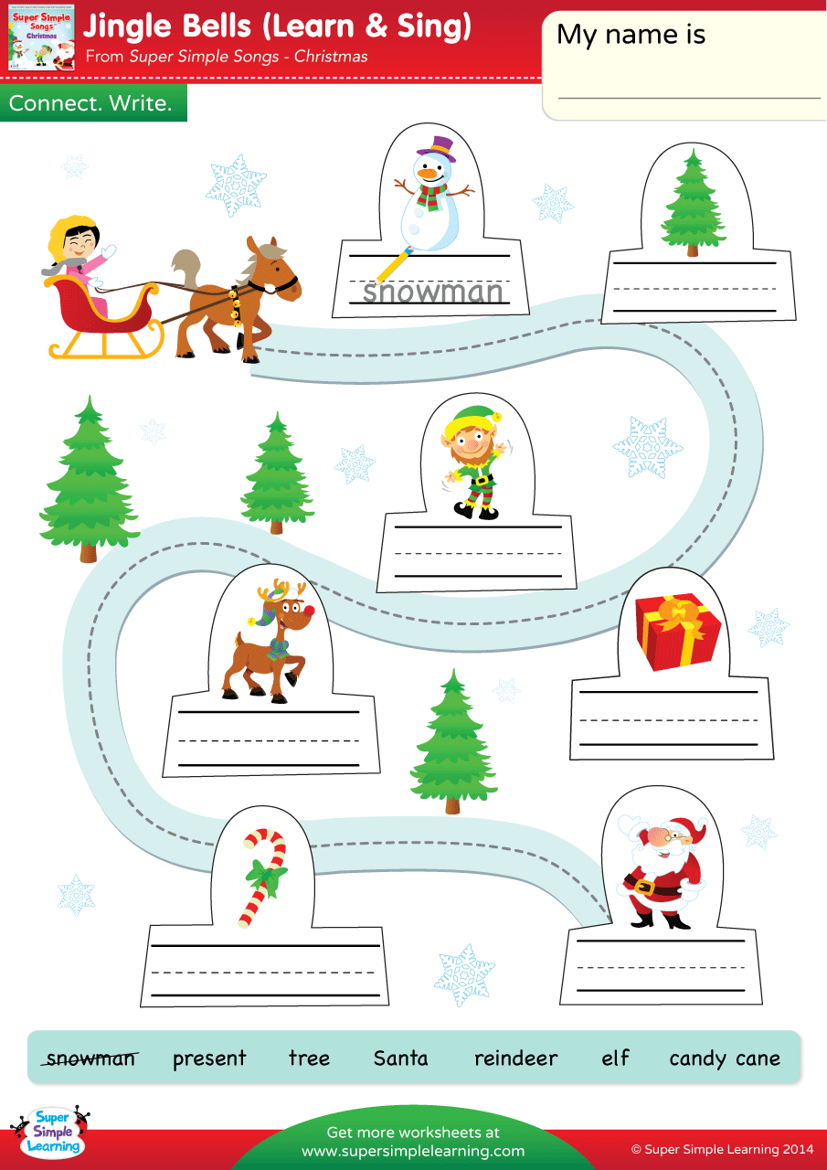 Jingle Bells Worksheet - Connect &amp;amp; Write - Super Simple with regard to Christmas Songs Activities Worksheets