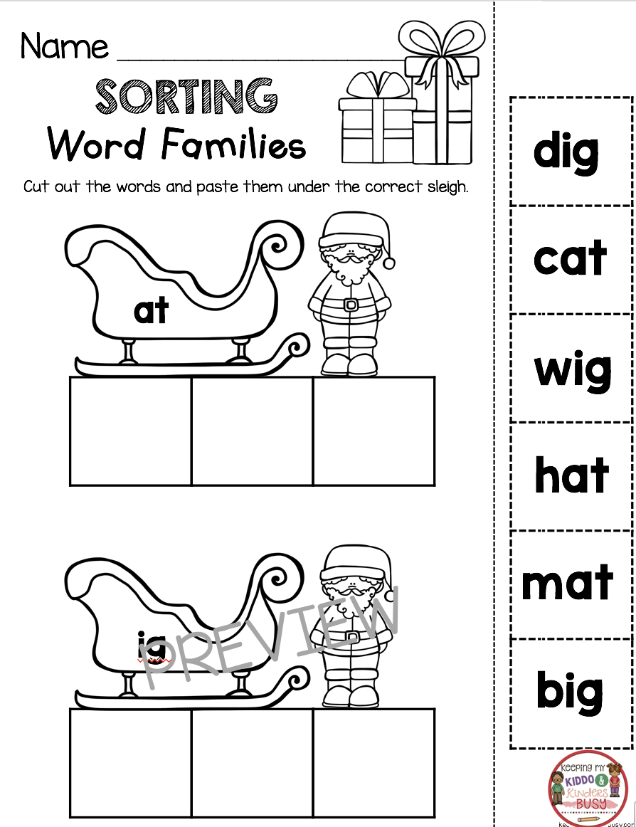 Keeping My Kiddo Busy for Christmas Cvc Worksheets For Kindergarten