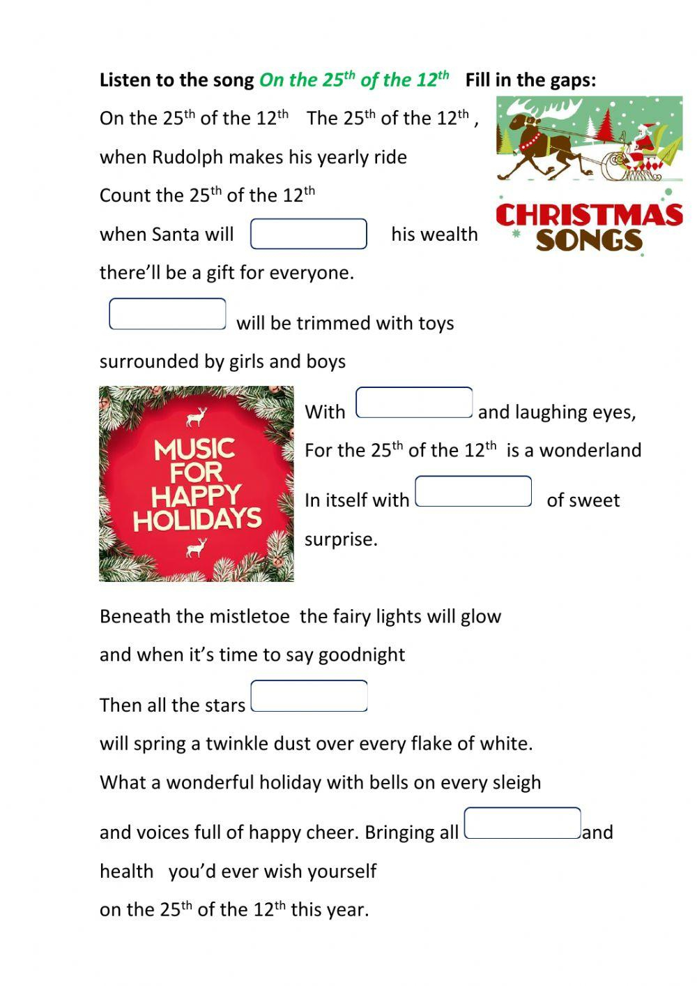 Listening To A Christmas Song Worksheet - Worksheets Library within Christmas Song Worksheets with Pictures