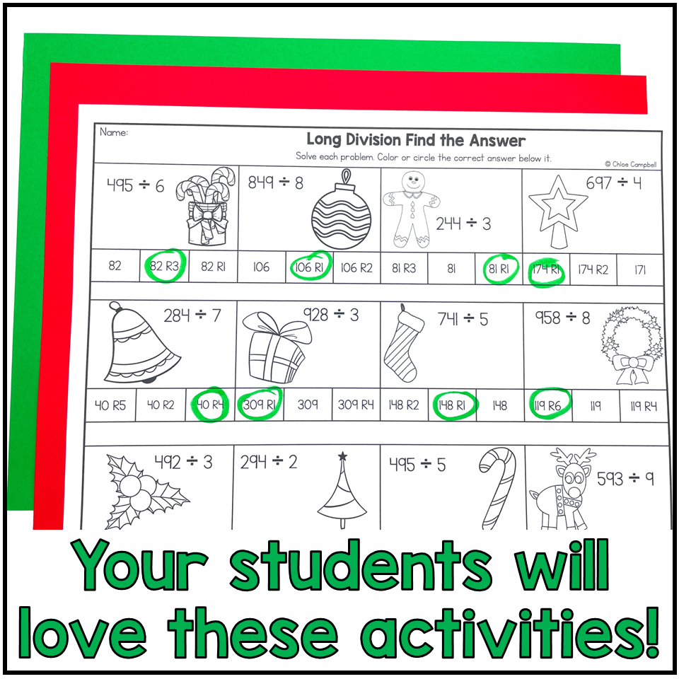 Long Division With Remainders Colornumber Christmas Math throughout Christmas Long Division Worksheets