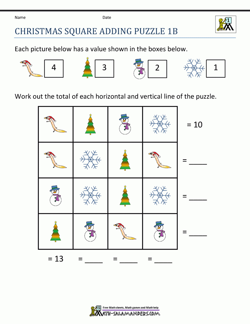 Math Christmas Worksheets First Grade with 1St Grade Christmas Worksheets