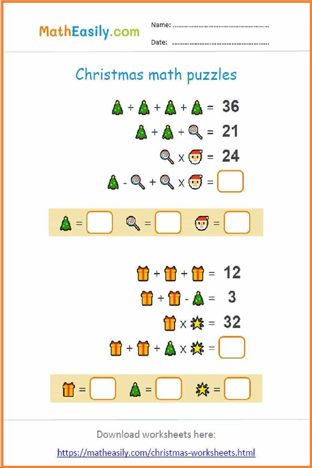 Math Christmas Worksheets Pdf | Free Download 🎄 for Christmas Math Puzzle Worksheets