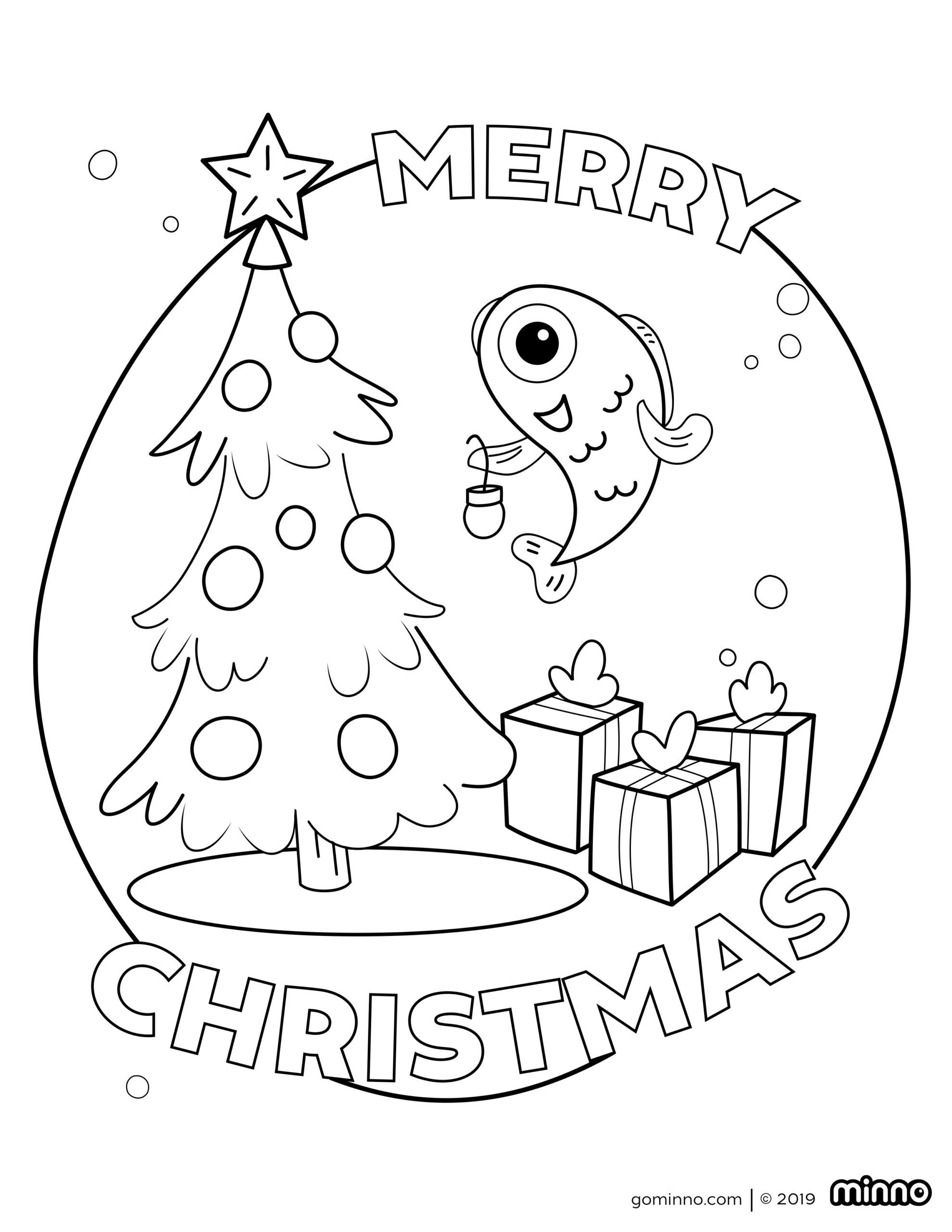 Minno Christmas Coloring Page Printable - Minno Kids for Merry Christmas Coloring Worksheets