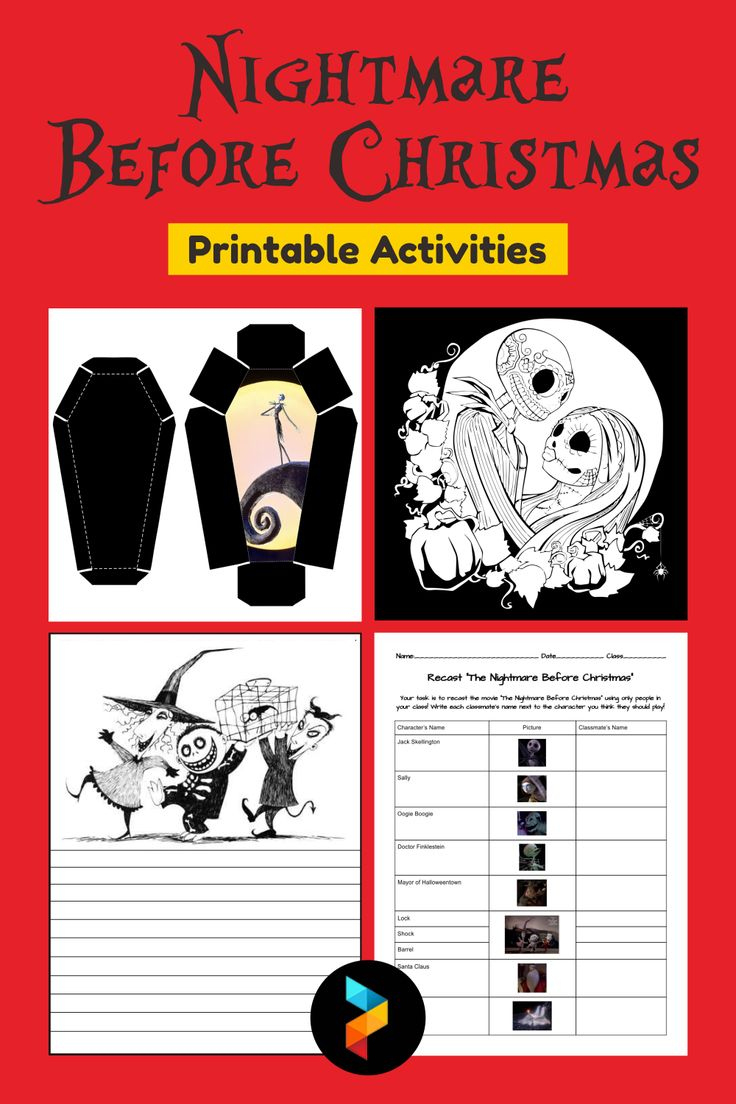 Nightmare Before Christmas Printable Activities intended for Night Before Christmas Worksheets
