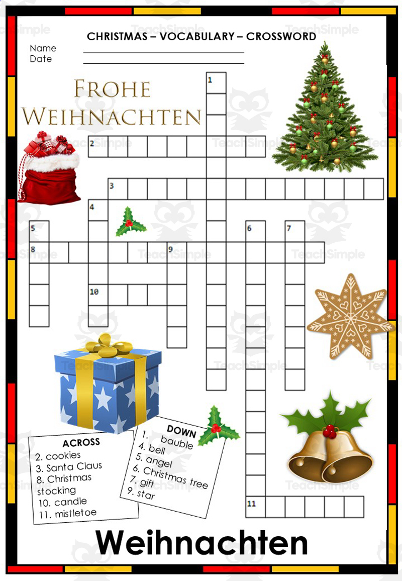 No Prep German Vocabulary Worksheets And Answer Key - Christmas in German Christmas Vocabulary Worksheets