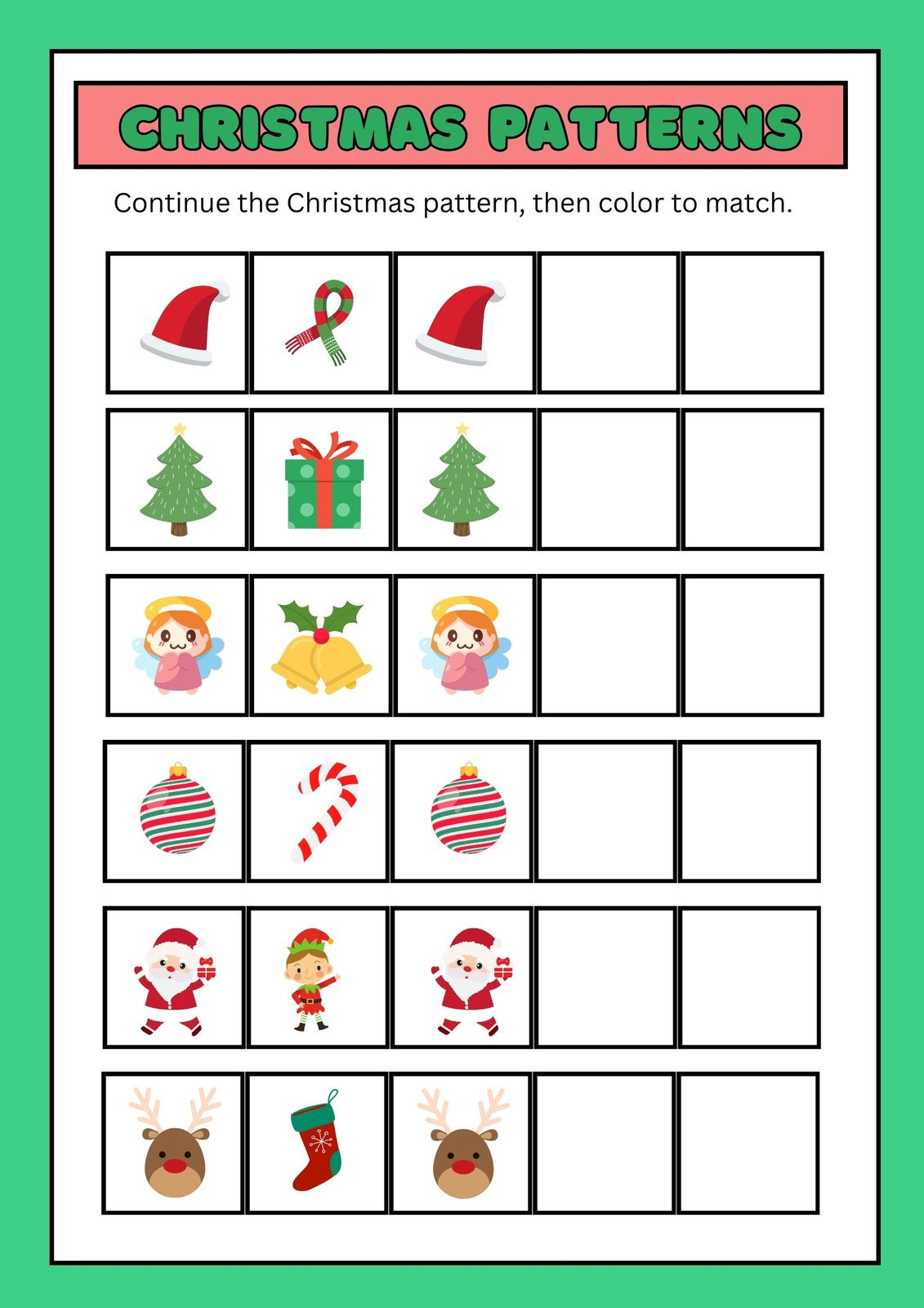 Page 9 - Free, Editable Christmas Worksheet Templates | Canva for Christmas Pattern Worksheets Preschoolers