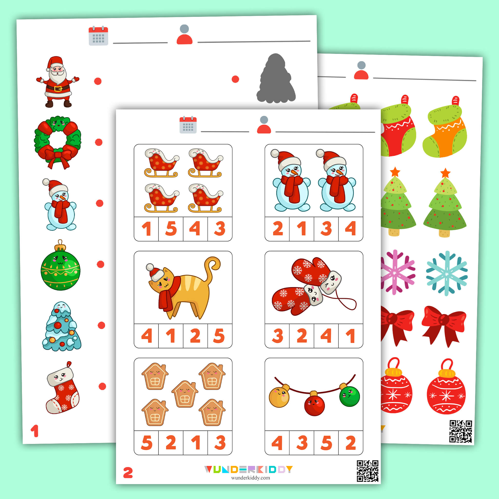 Printable Christmas Tree Counting Up To 10 Worksheet For Kids regarding Christmas Worksheets For 2 Year Olds
