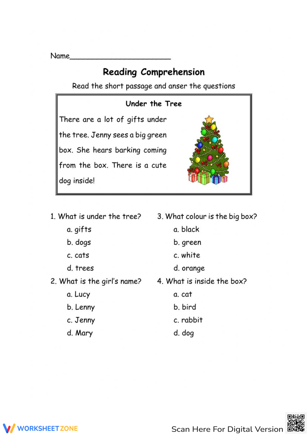 Printable Christmas Worksheets inside Christmas Themed Reading Comprehension Worksheets
