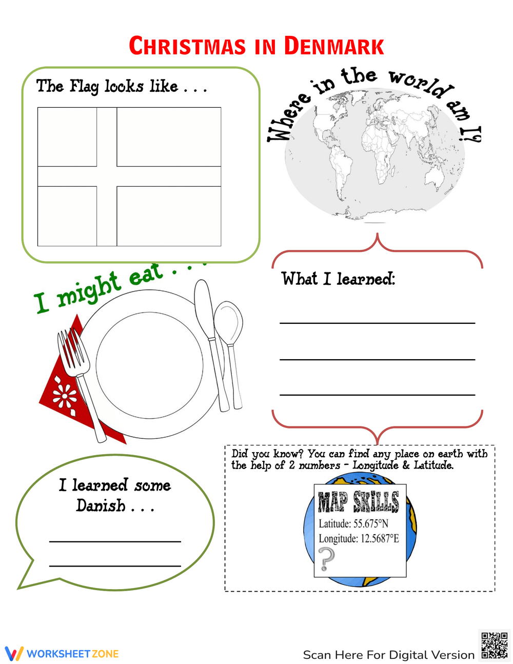 Printable Grade 4 Christmas Around The World Worksheets Worksheets pertaining to Christmas Map Skills Worksheets