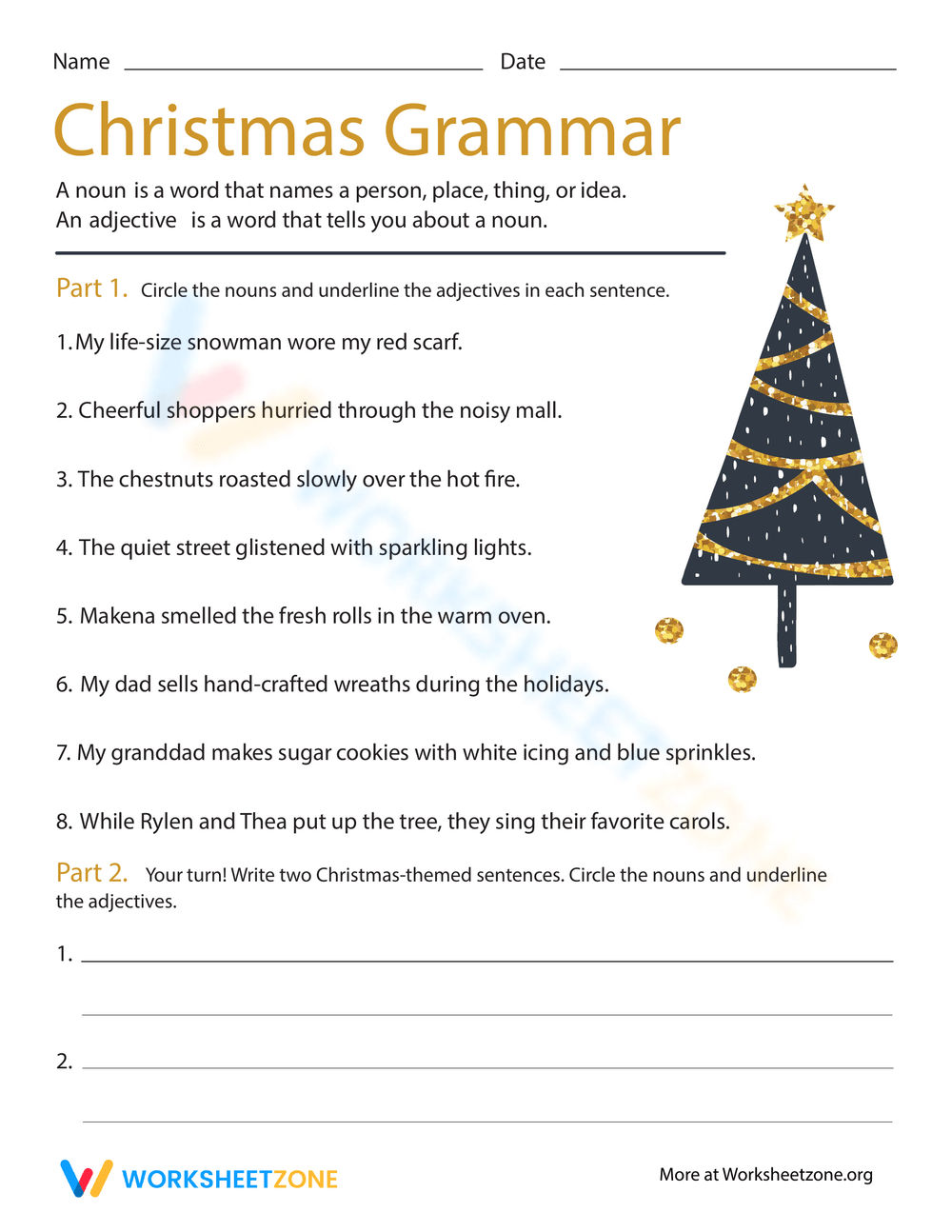 Printable Grade 4 Christmas Grammar Worksheets Download regarding Christmas Themed Grammar Worksheets