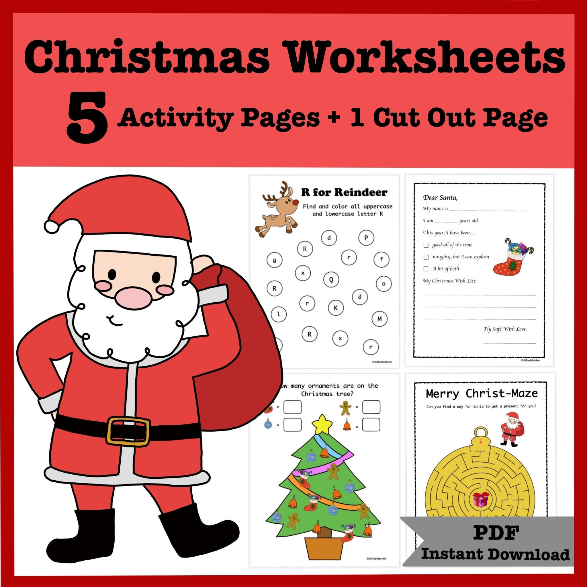 Printable Pdf Christmas Activity Sheets For Kid, Children, Daycare for Christmas Activities For Kindergarten Worksheets