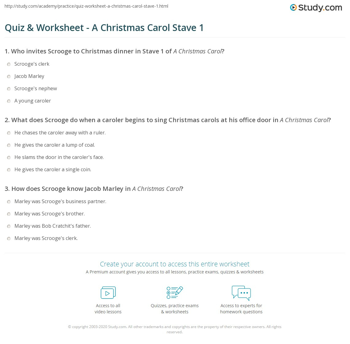 Quiz &amp;amp; Worksheet - A Christmas Carol Stave 1 | Study with A Christmas Carol Vocabulary Stave 1 Worksheets