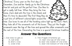 Reading Comprehension Passages And Questions For December regarding Christmas Story Reading Comprehension Worksheets