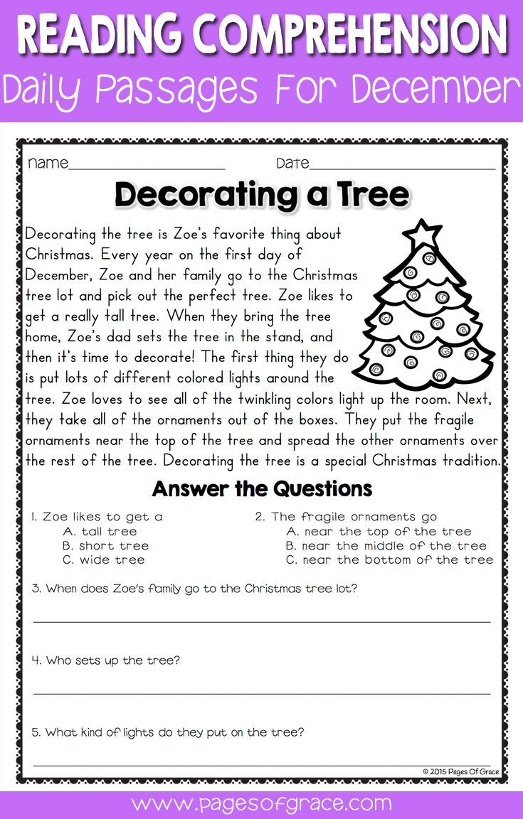 Reading Comprehension Passages And Questions For December throughout 2nd Grade Christmas Reading Comprehension Worksheets