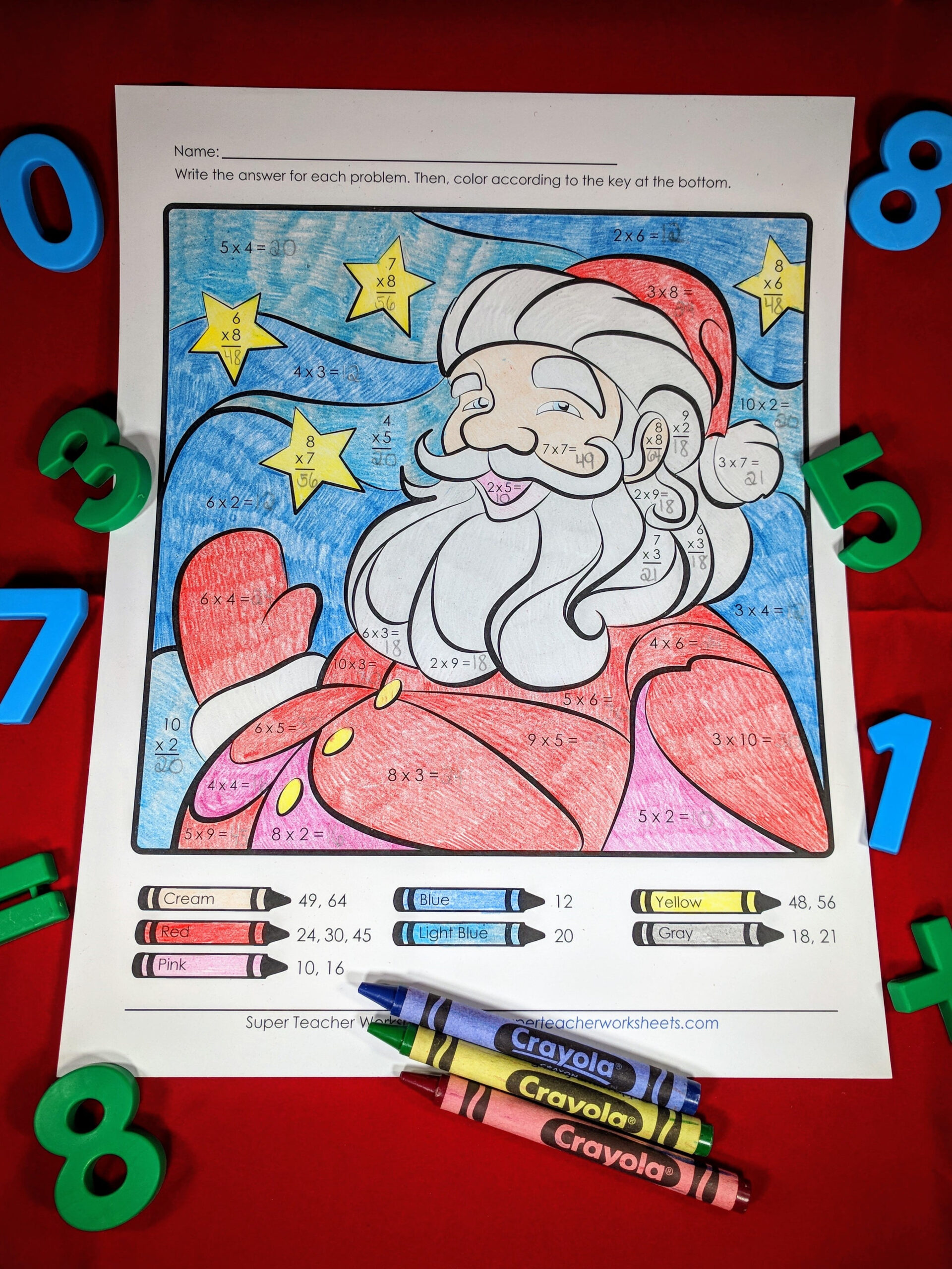 Santa Multiplication Activity within Super Teacher Worksheets Father Christmas