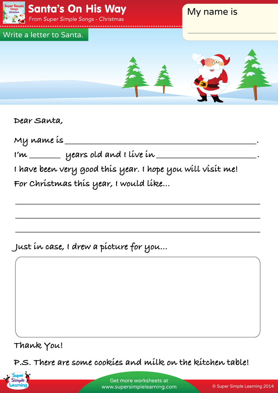 Santa&amp;#039;S On His Way Worksheet - A Letter To Santa - Super Simple in Super Teacher Worksheets Father Christmas