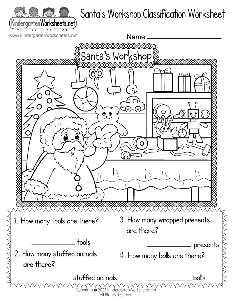 Santa&amp;#039;S Workshop Classification Worksheet - Free Printable inside Free Christmas Worksheets