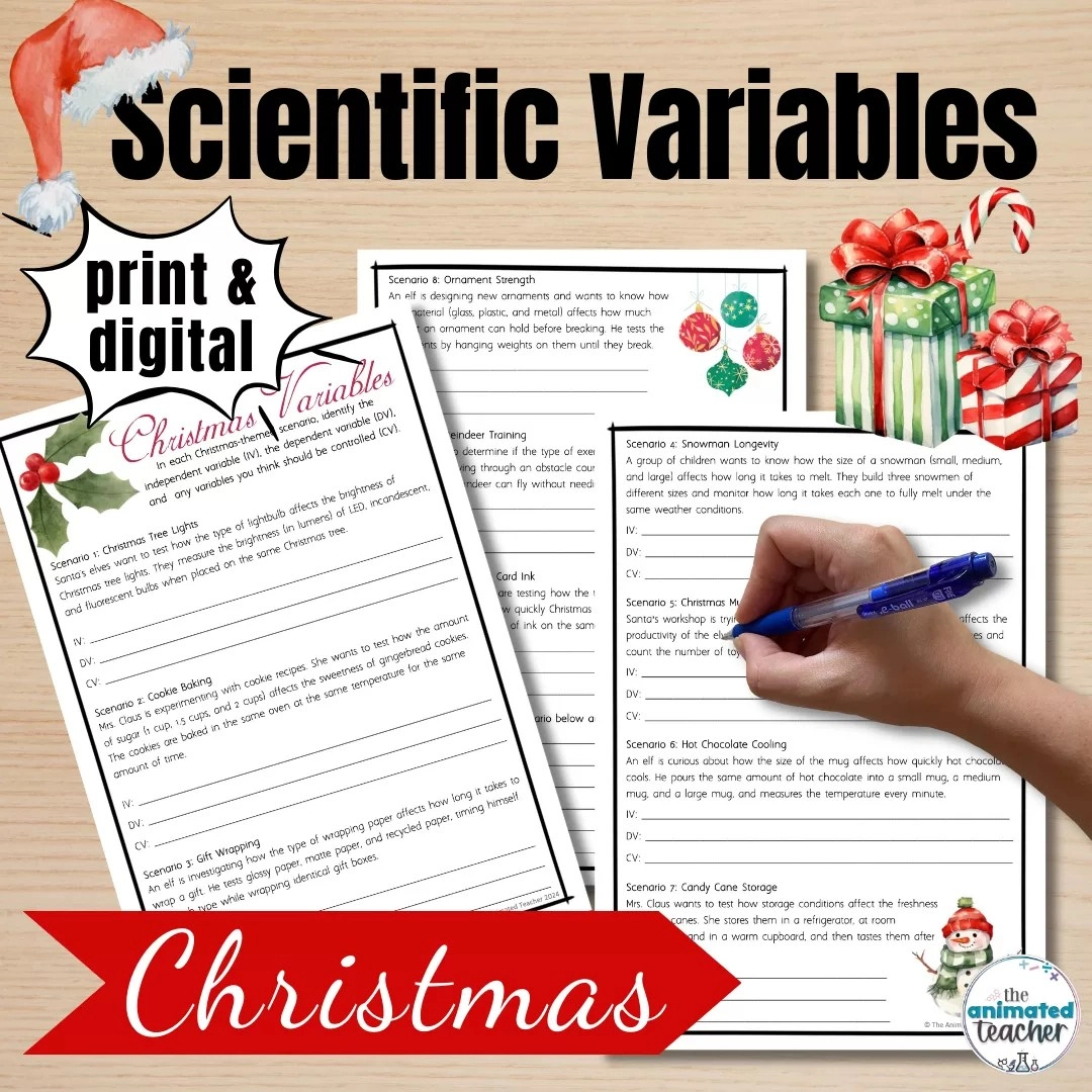 Science Christmas Worksheets Variables Printable And Digital throughout Christmas Chemistry Worksheets Answers