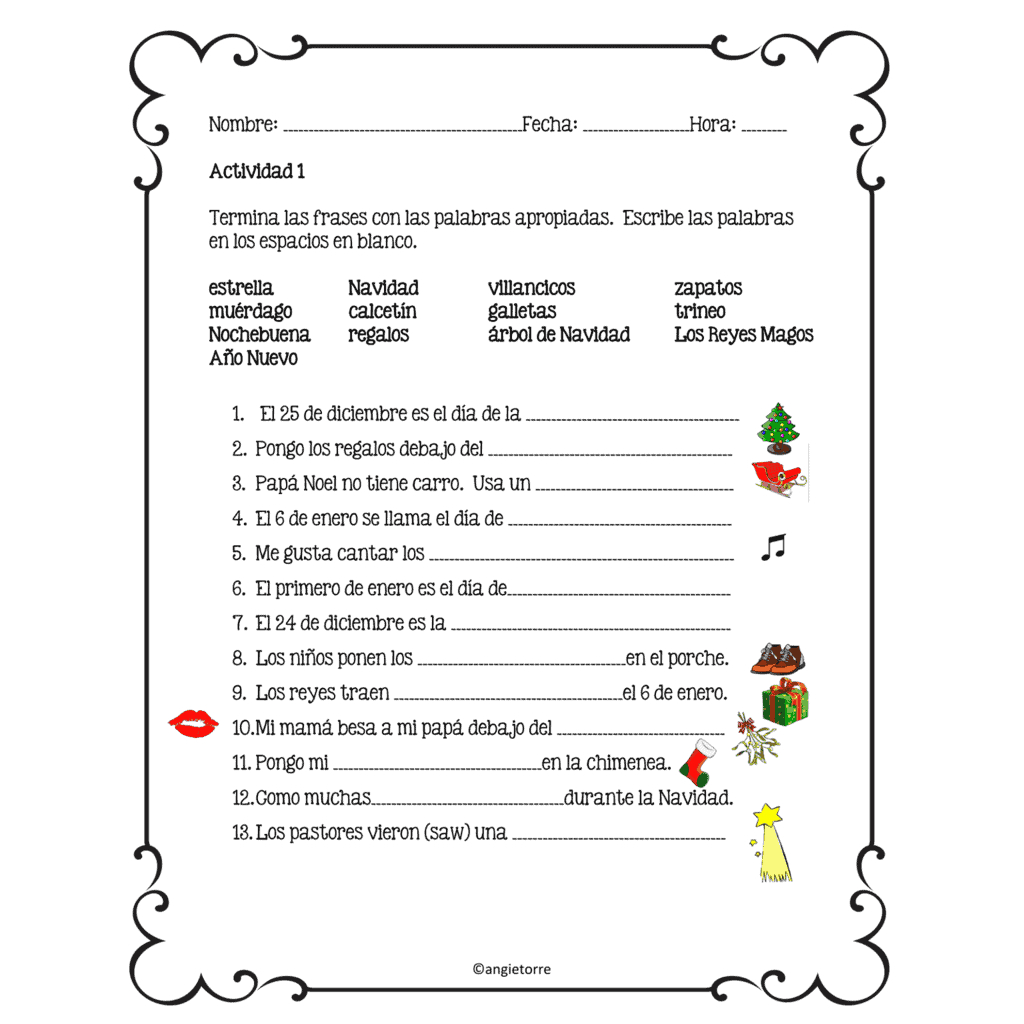 Spanish Christmas La Navidad Interactive Notebook Activities within Spanish Christmas Activities Worksheets