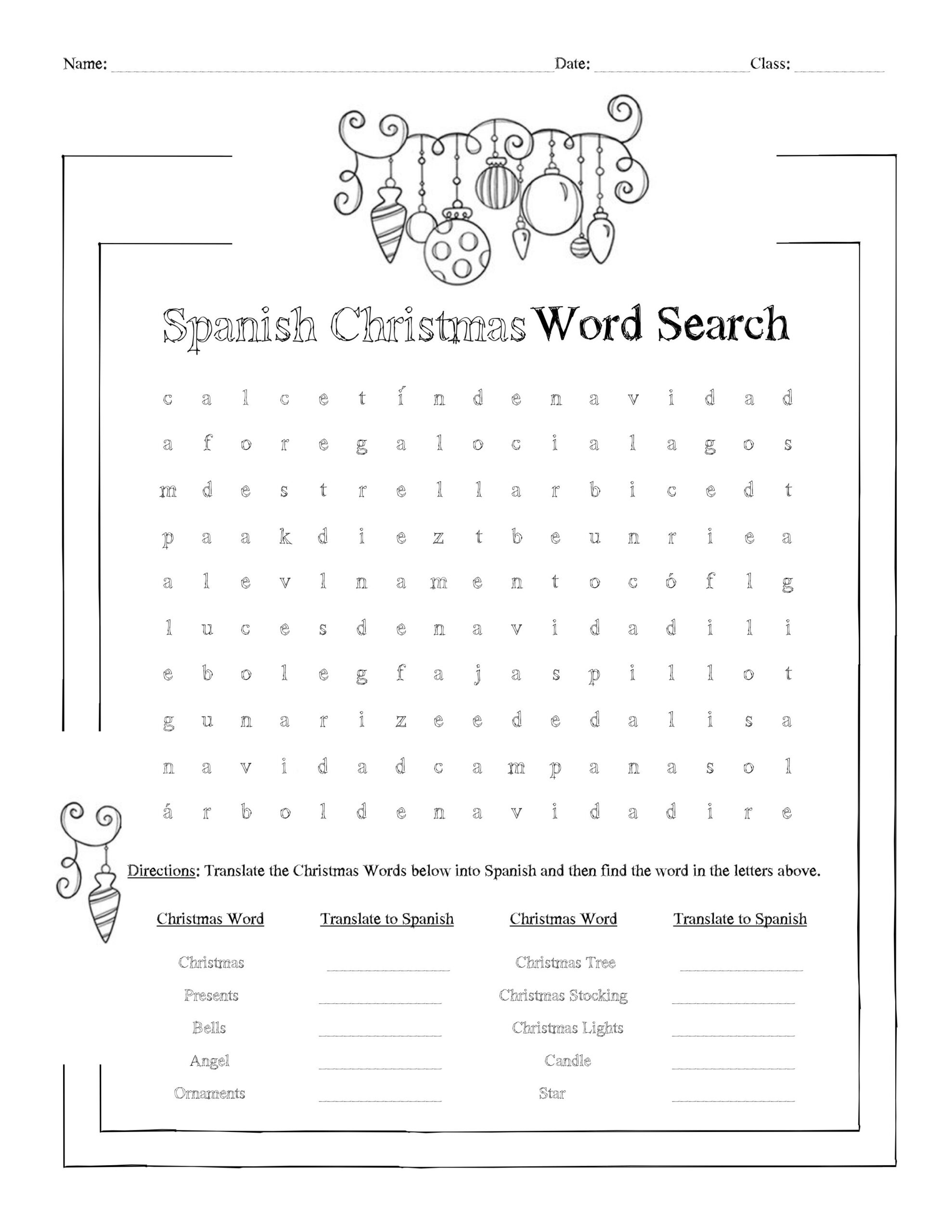 Spanish Christmas Word Search Worksheet | Madeteachers throughout Free Spanish Christmas Worksheets