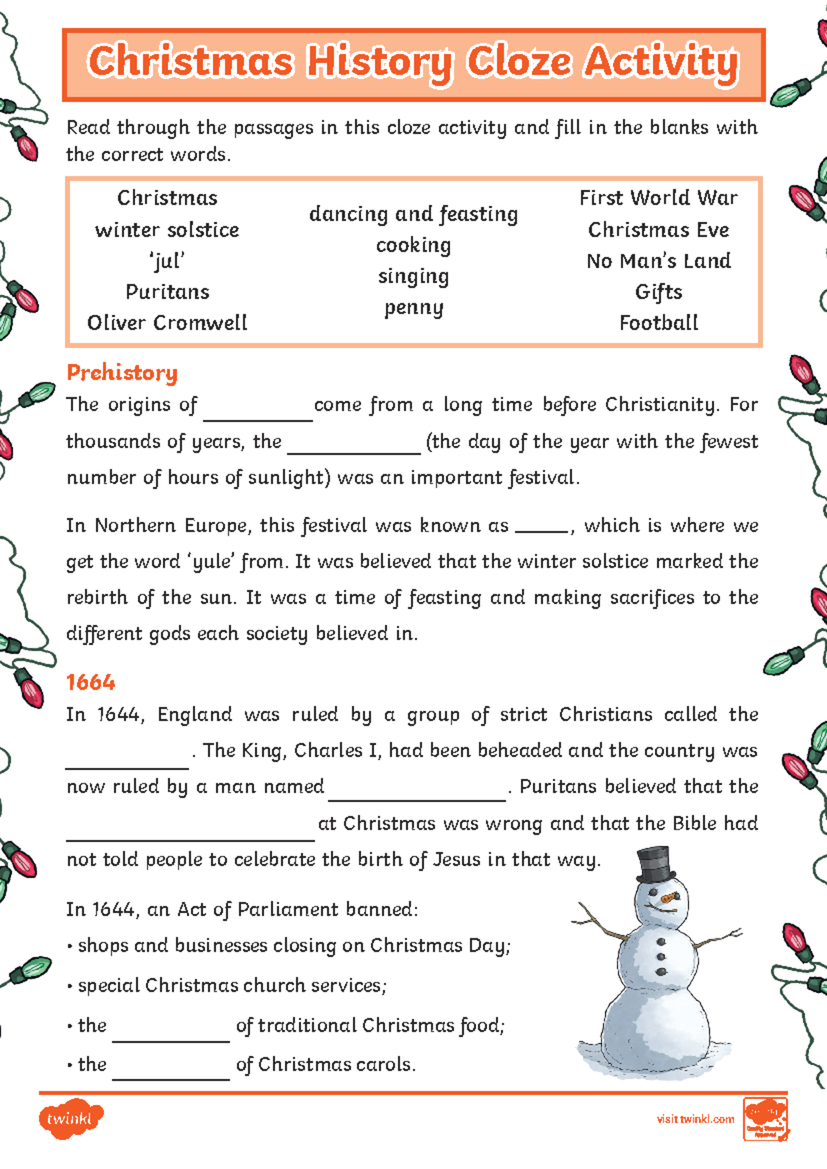 T-Tp-1637156348-Christmas-History-Cloze-Activity-Worksheet - Studocu intended for Christmas Cloze Worksheets Answers