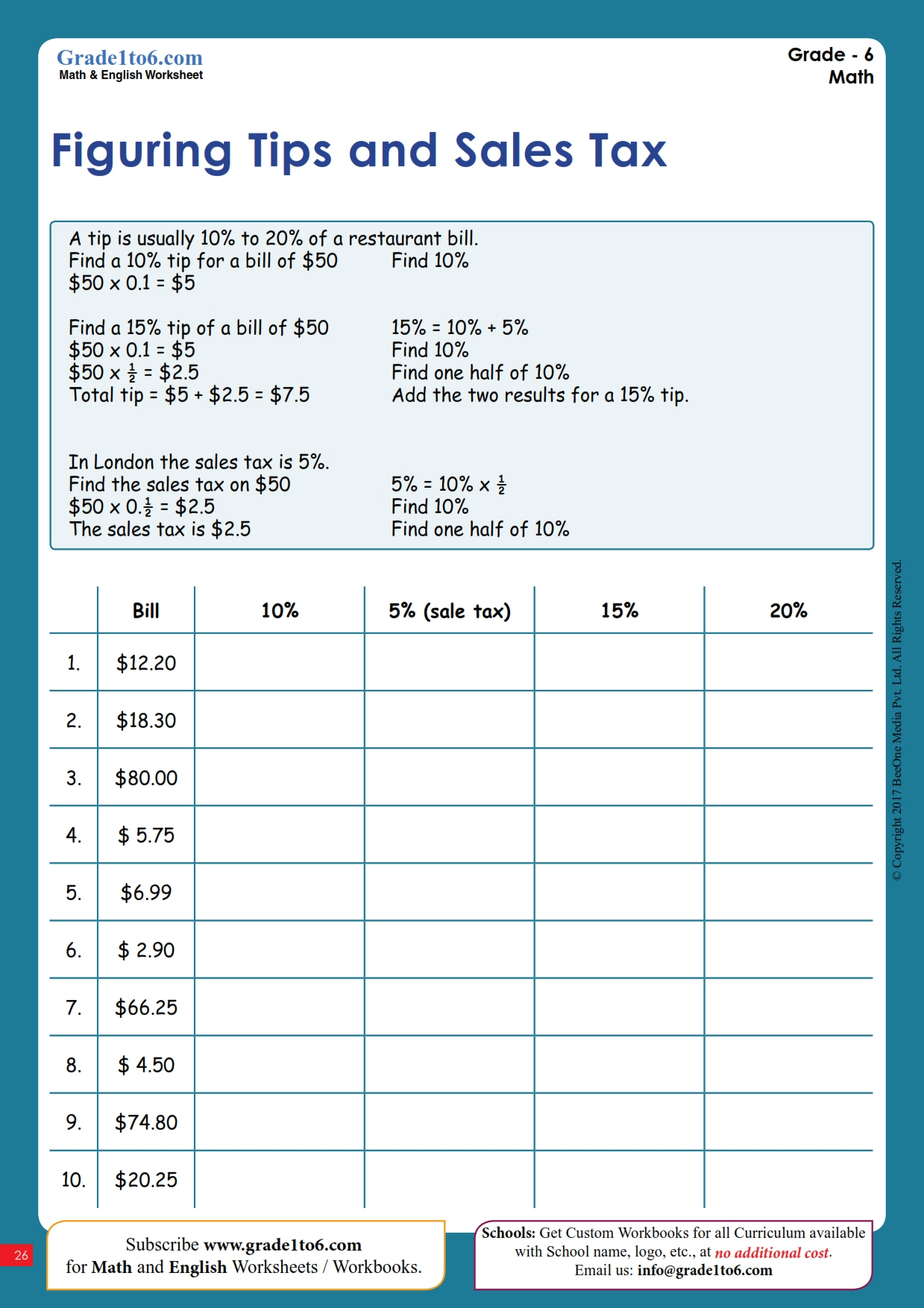 Tax, Tip, And Discount Word Problems Worksheet | Grade1To6 with regard to Christmas Shopping Problems With Tax And Discounts Worksheets Answers