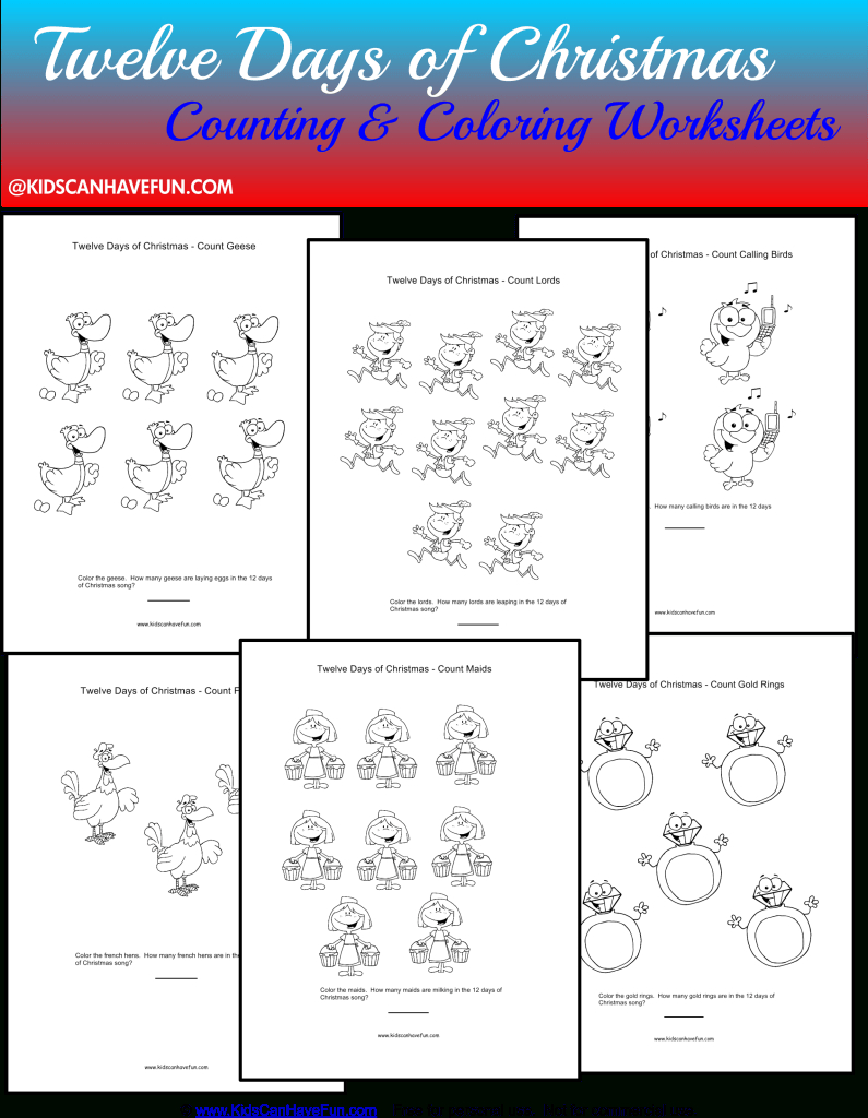 The 12 Days Of Christmas Math Activity *Freebie!*Create Love for Twelve Days Of Christmas Worksheets Math