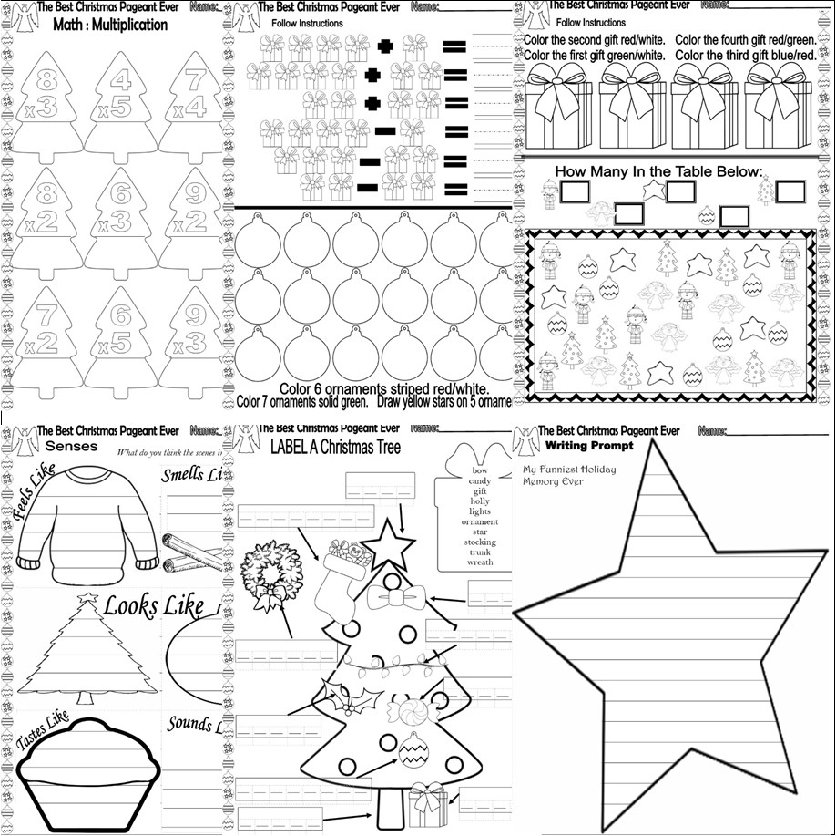 The Best Christmas Pageant Ever Novel Chapter Book Study Companion within The Best Christmas Pageant Ever Free Worksheets