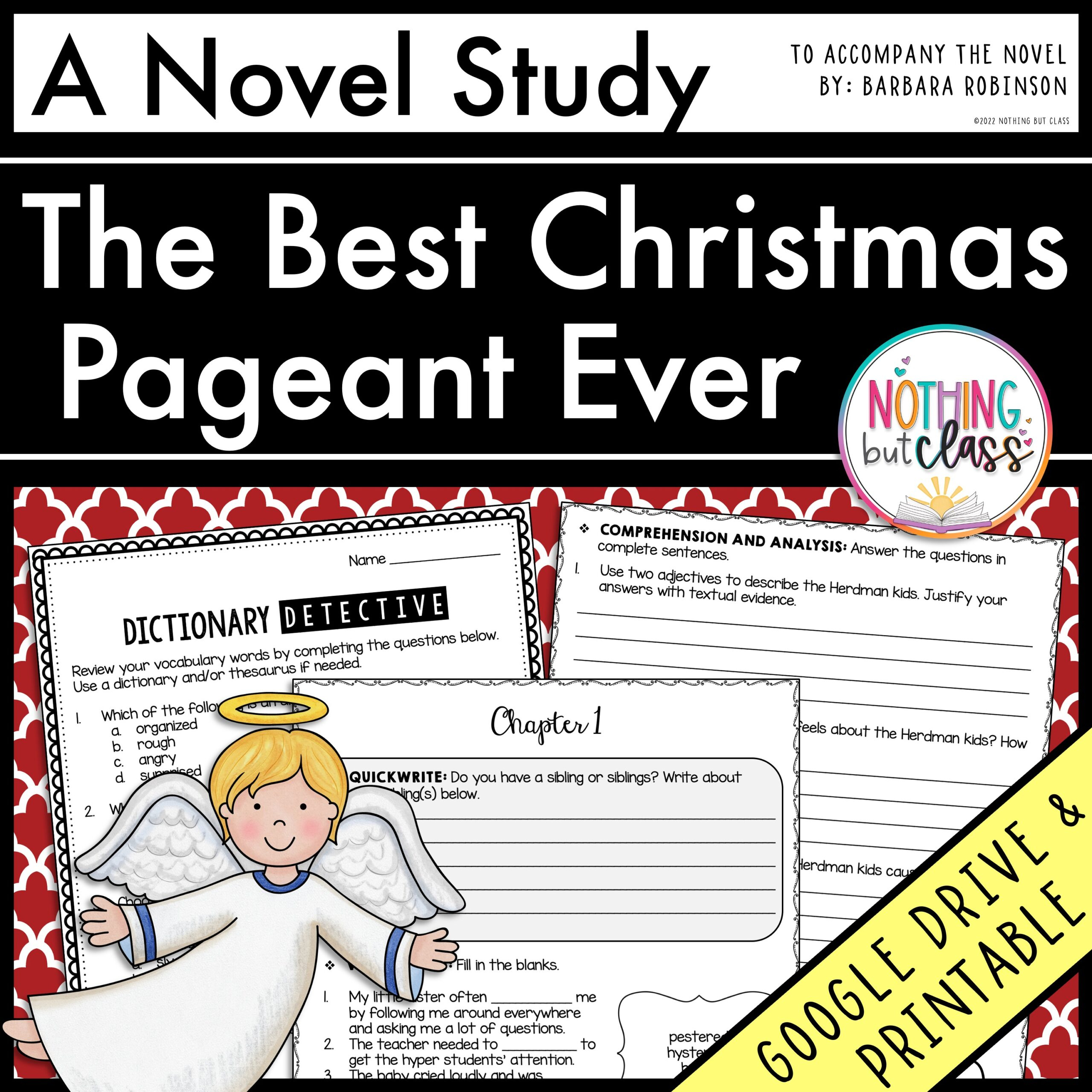 The Best Christmas Pageant Ever Novel Study Unit | Comprehension with Best Christmas Pageant Ever Worksheets Free