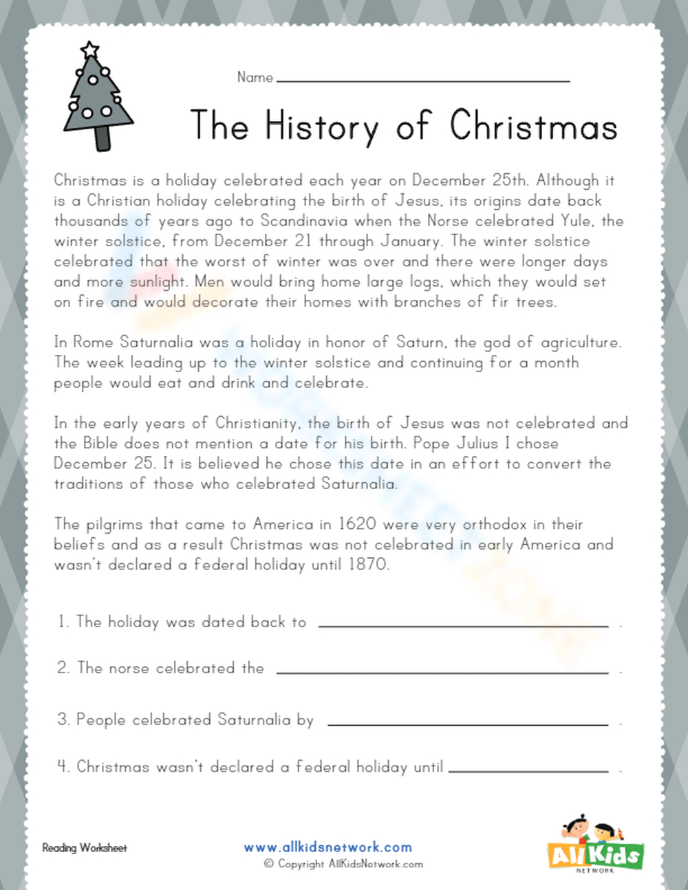 The History Of Christmas Worksheet with The History of Christmas Worksheets