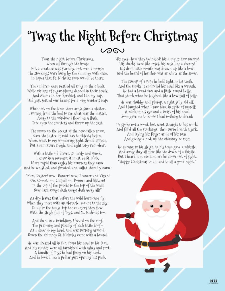Twas The Night Before Christmas Printables | Printabulls for Twas The Night Before Christmas Worksheets