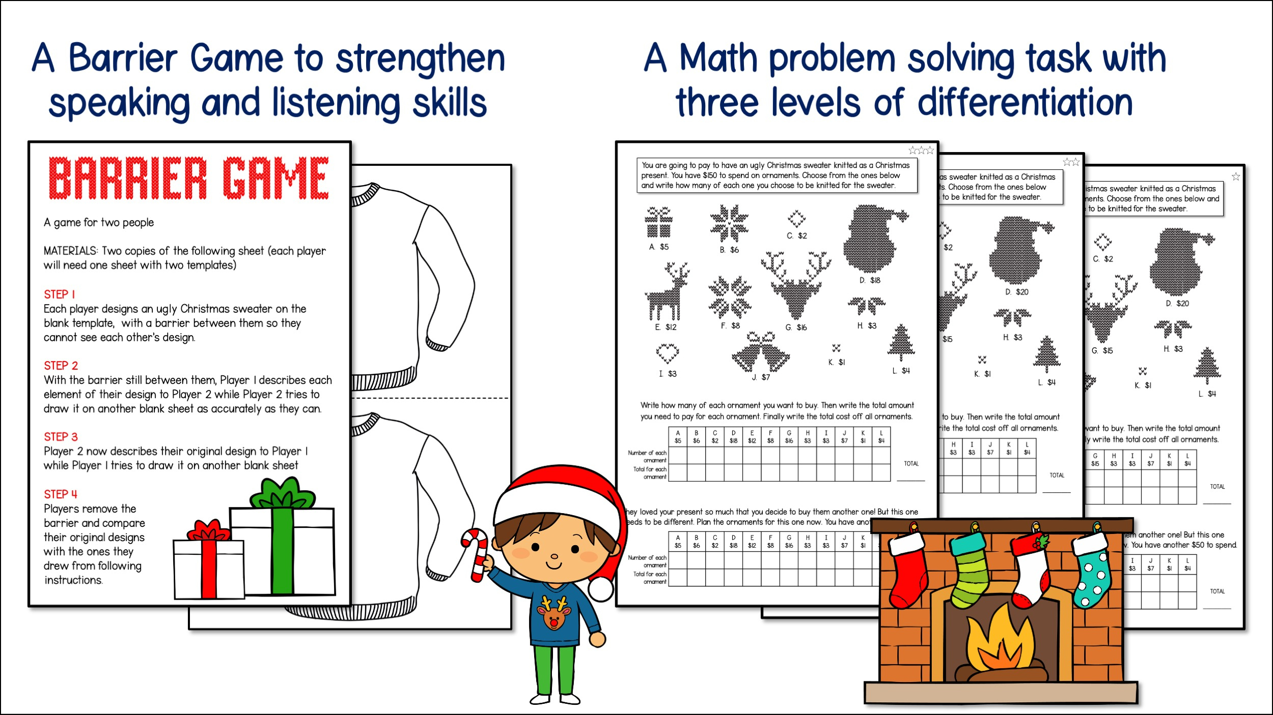 Ugly Christmas Sweater Design, Writing, Maths, Word Search &amp;amp; Colouring  Activities - Australian Teachers Marketplace inside Ugly Christmas Sweater Math Worksheets Answers