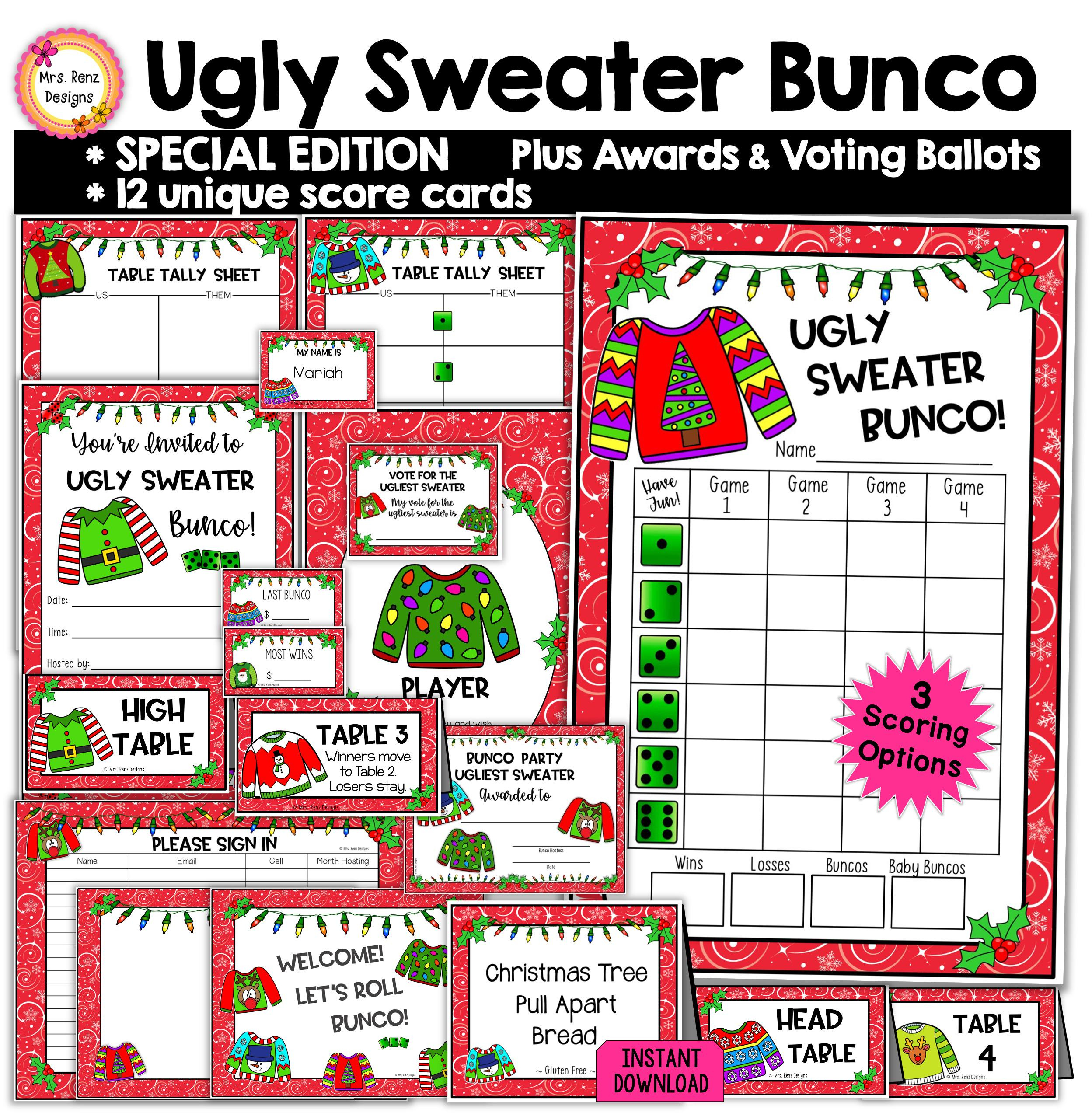 Ugly Christmas Sweater Score Sheet - Etsy with regard to Ugly Christmas Sweater Beyond The Worksheets Answers
