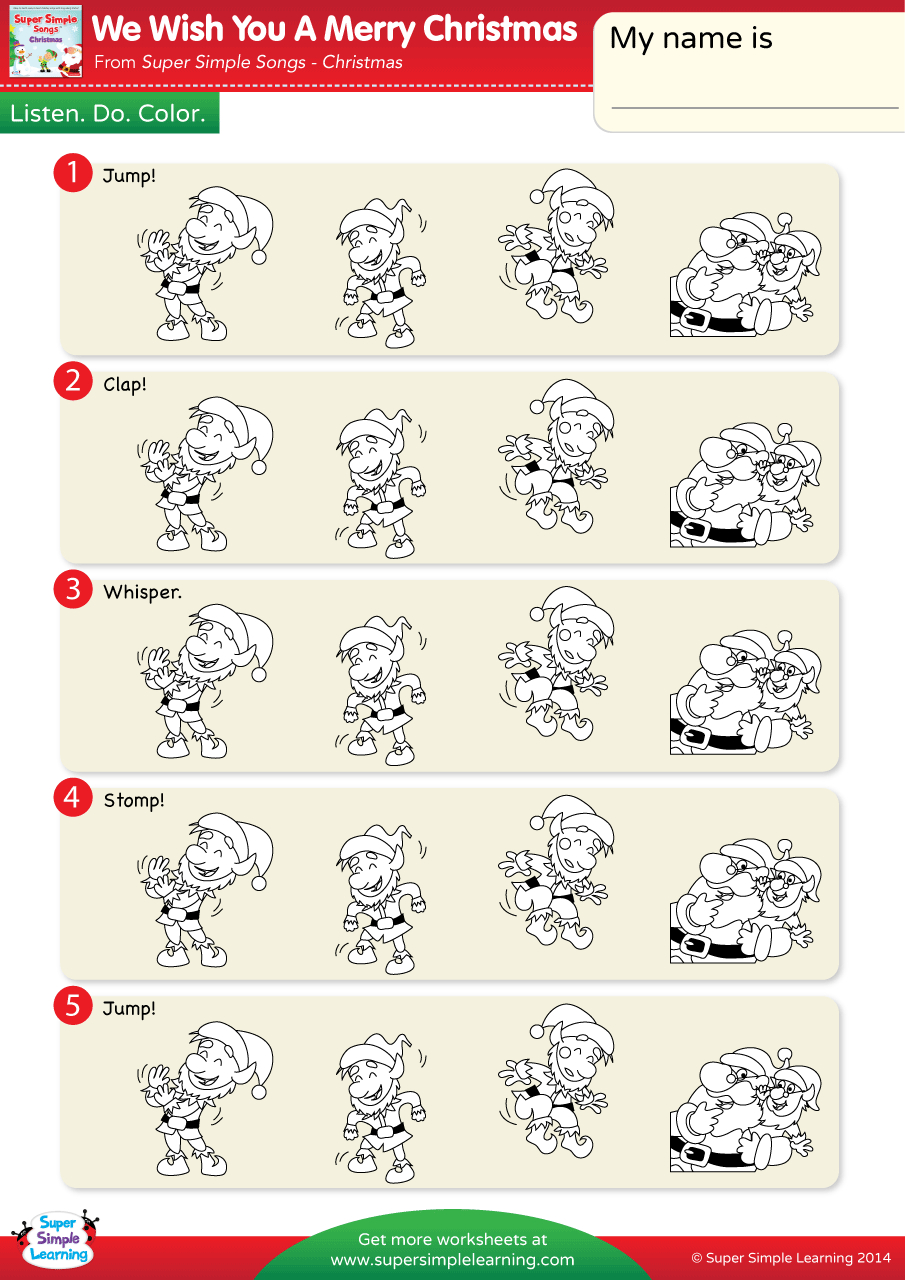 We Wish You A Merry Christmas Worksheet - Listen, Do, &amp;amp; Color within We Wish You a Merry Christmas Worksheets