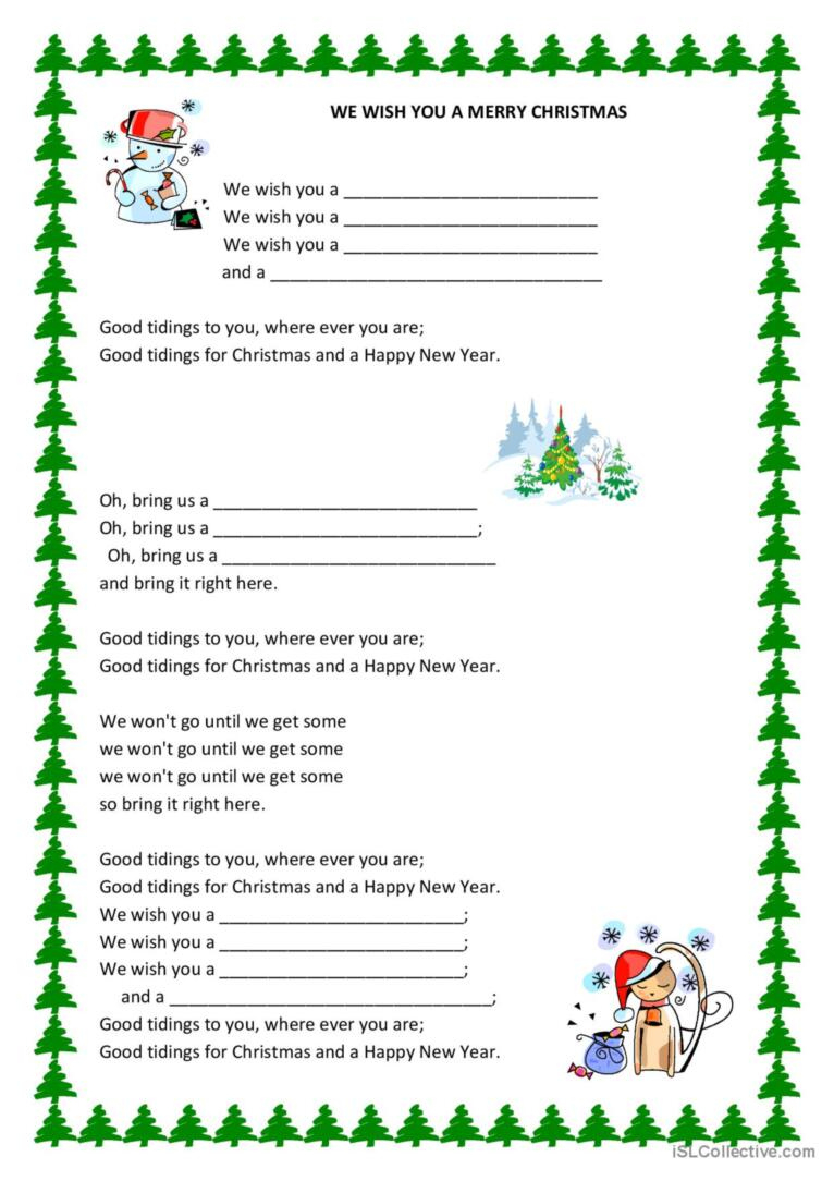 We Wish You A Merry Christmass Ga…: English Esl Worksheets Pdf &amp;amp; Doc in We Wish You a Merry Christmas Worksheets