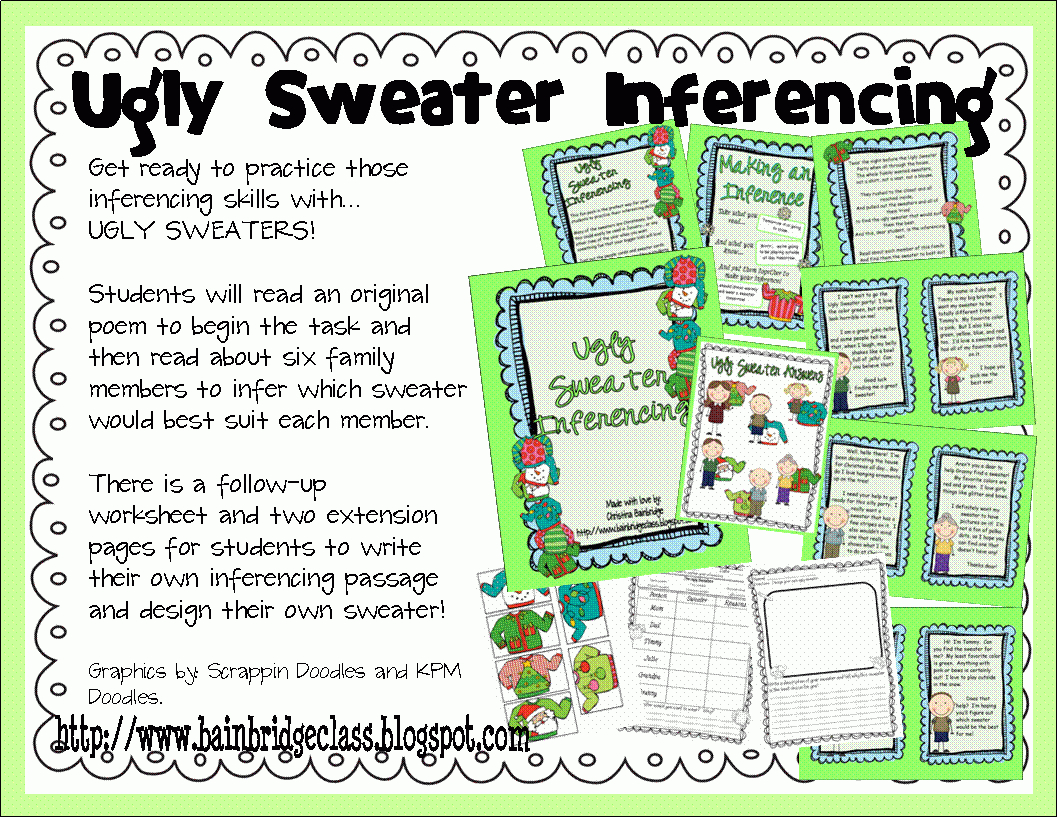 Welcome To The Uni-Corner: Ugly Sweater Inferencing! in Ugly Christmas Sweater Worksheets Answers