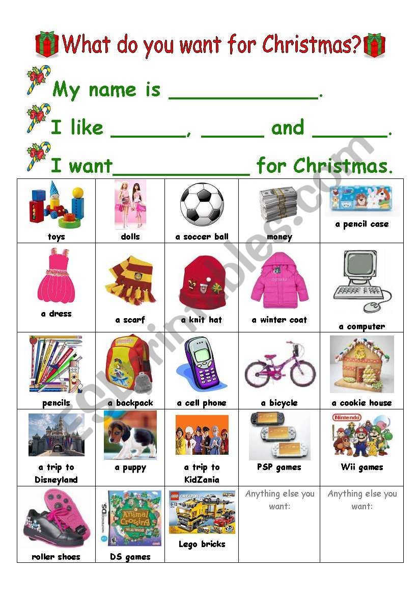 What Do You Want For Christmas? - Esl Worksheetvivienliuwei inside All I Want For Christmas Worksheets