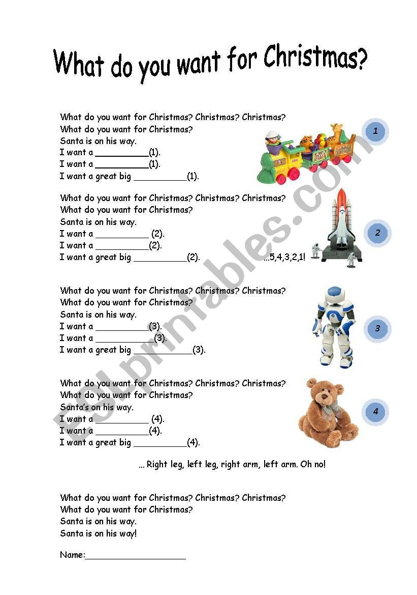 What Do You Want For Christmas Lyrics - Esl Worksheetpiskisnins pertaining to What Do You Want For Christmas Worksheets