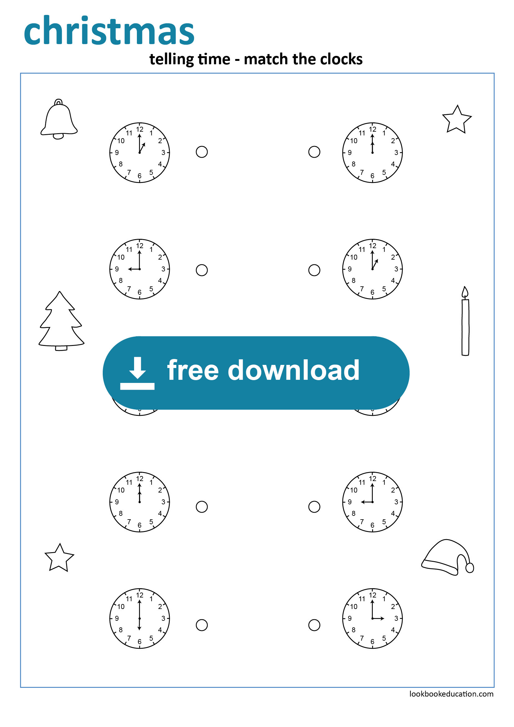Worksheet Christmas Telling Time - Lookbookeducation in Christmas Telling Time Worksheets