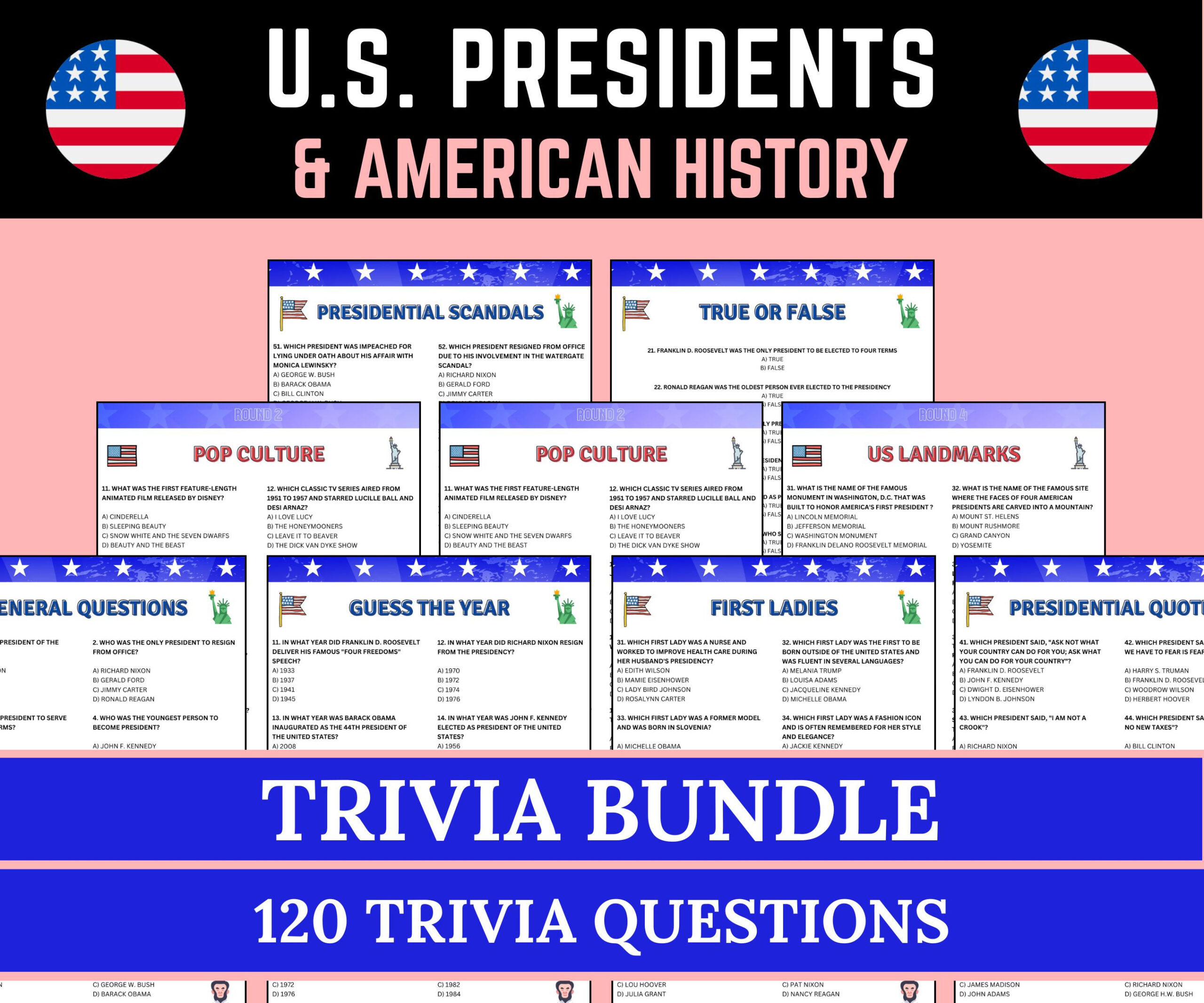American History Trivia &amp;amp; Us Presidential Trivia Bundle | Usa Game with regard to History Channel the Presidents Worksheet