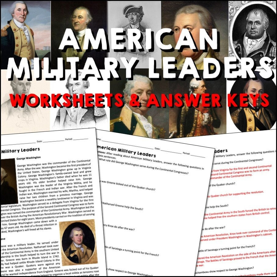 Amerikanische Militärführer Lesen Arbeitsblätter, Us-Geschichte within The President&amp;#039;S Cabinet Worksheet Answer Key