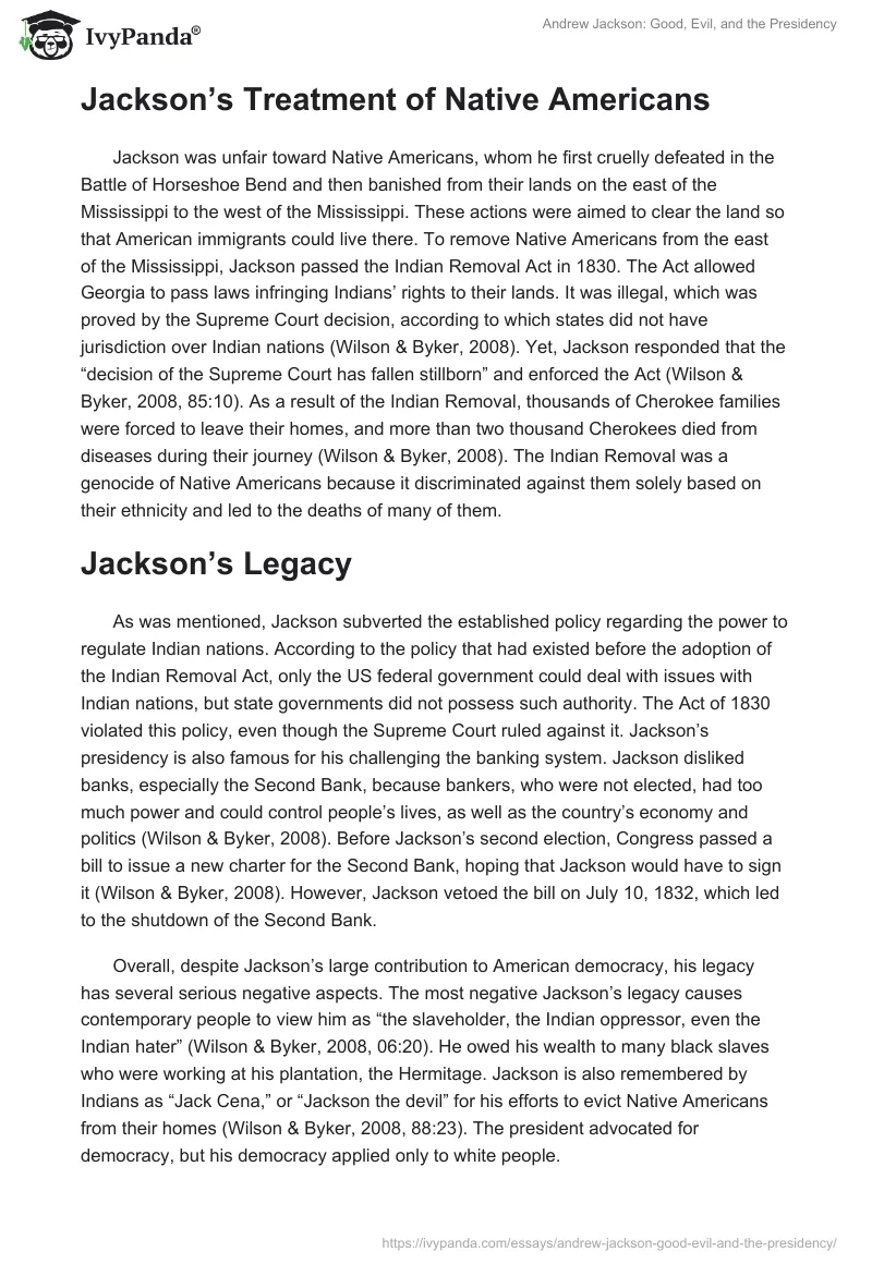 Andrew Jackson, Good, Evil, And The Presidency - 955 Words with regard to Andrew Jackson Good Evil And The Presidency Worksheet Answers