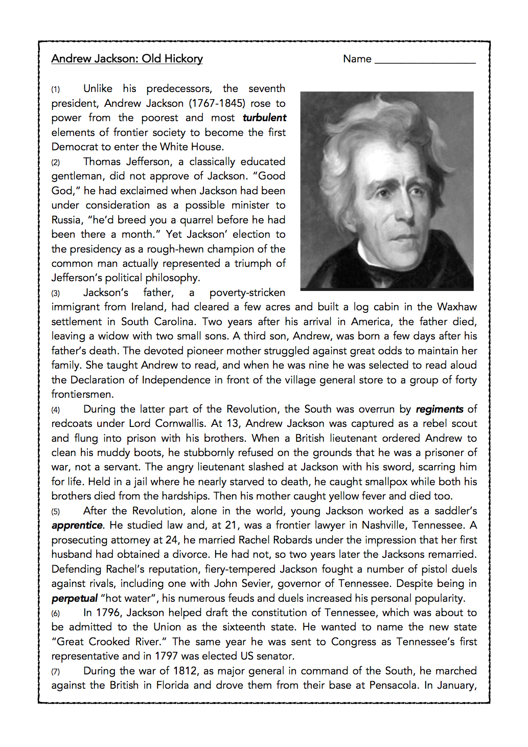 Andrew Jackson- U.s. President Biography And Assessment - Classful throughout Jackson&amp;#039;S Presidency In Review Worksheet
