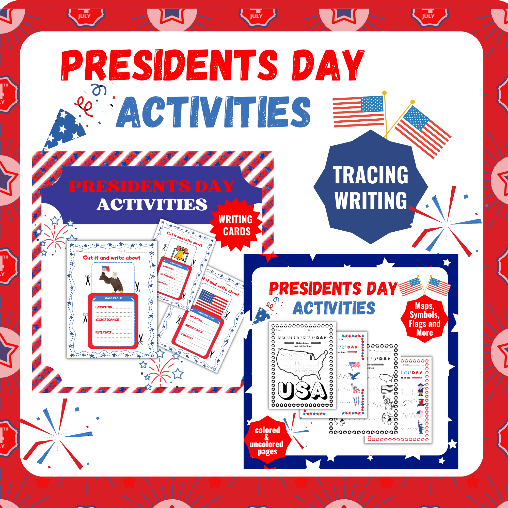 Bundle President&amp;#039;S Day &amp;amp; U.s. Symbols ( Coloring, Math, Writing pertaining to Presidents Day Math Worksheets For Kindergarten