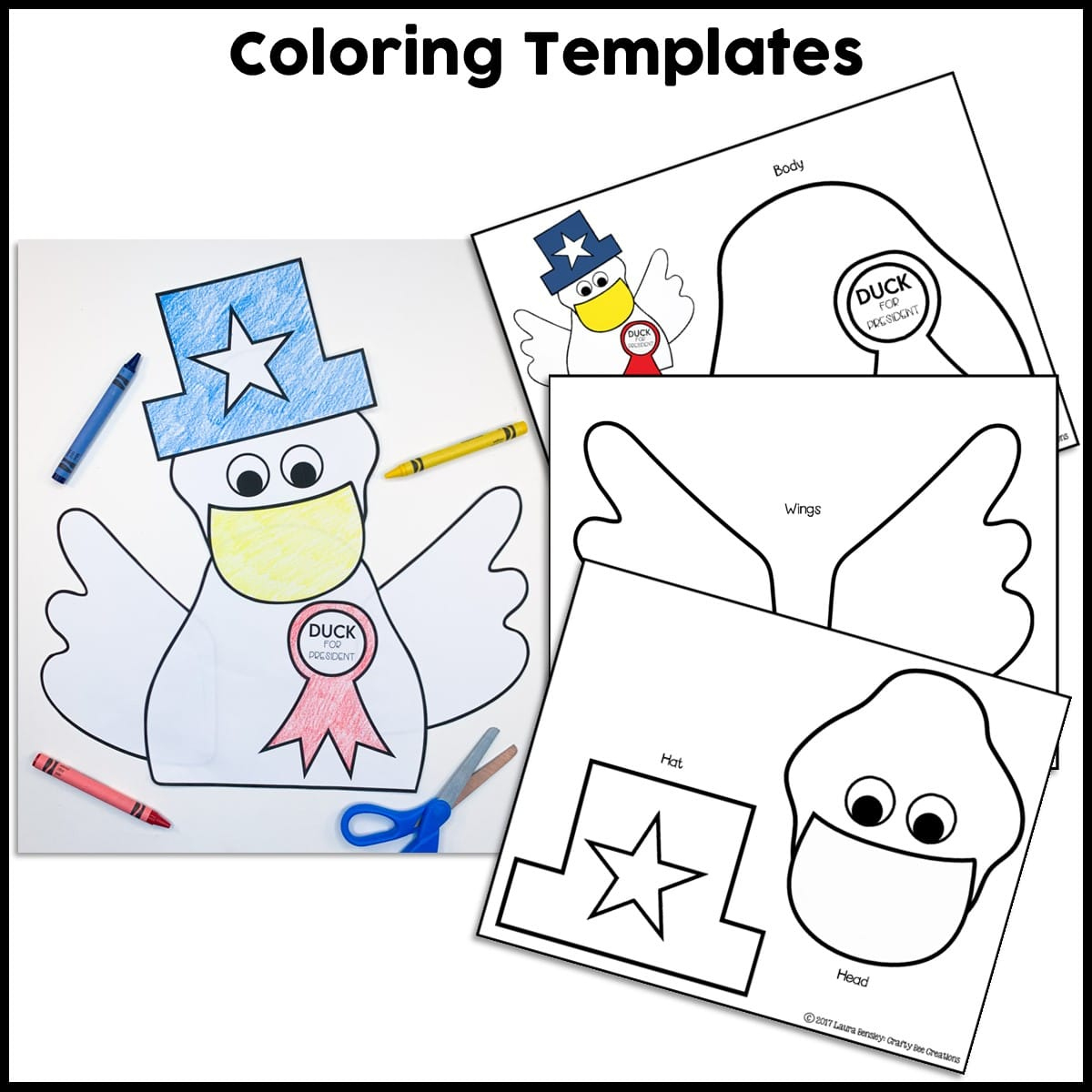 Duck For President Craft Activity - Crafty Bee Creations in Duck For President Worksheets