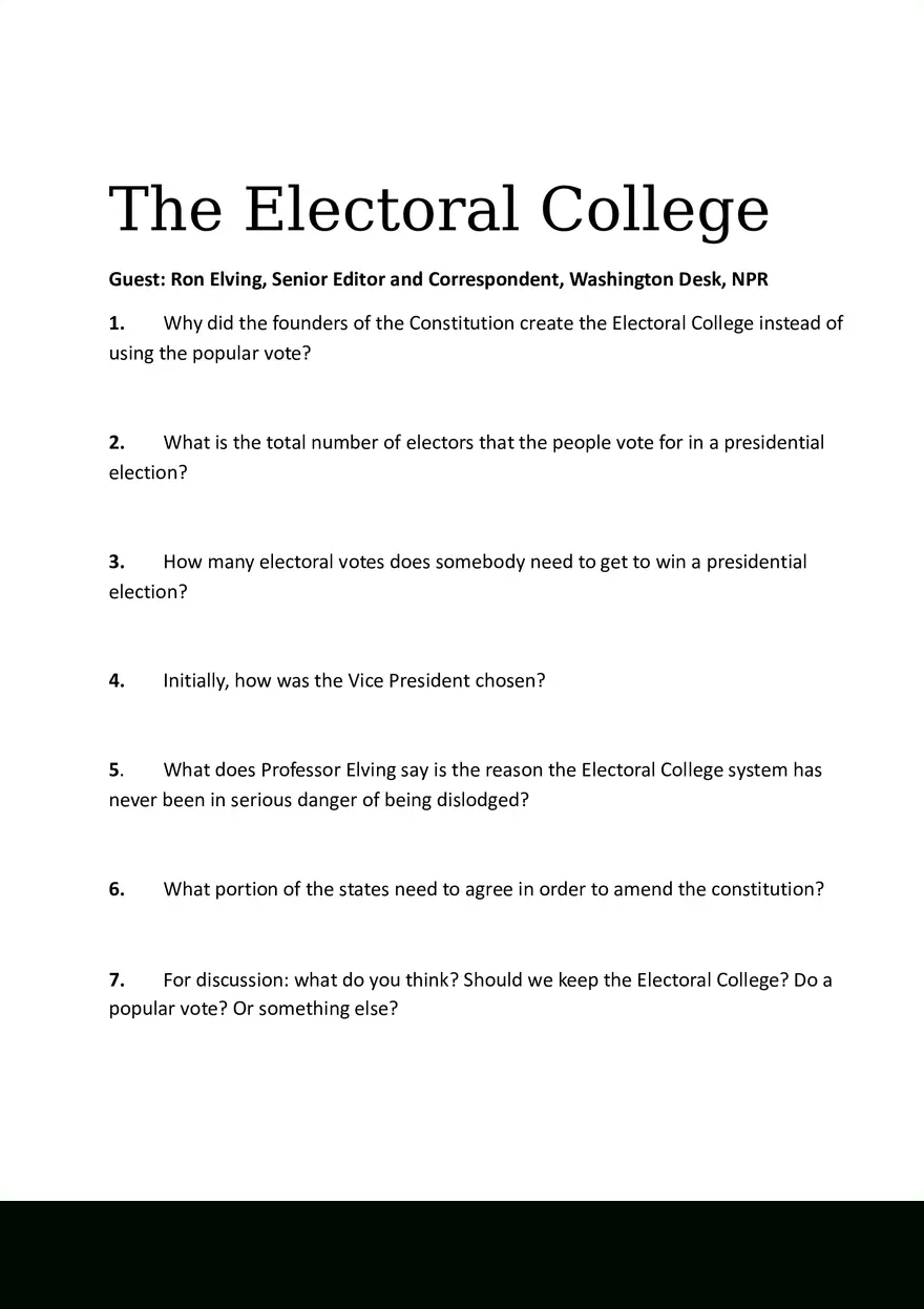 Electoral College Worksheet | High School - Edubirdie for Popular Vs President Worksheet